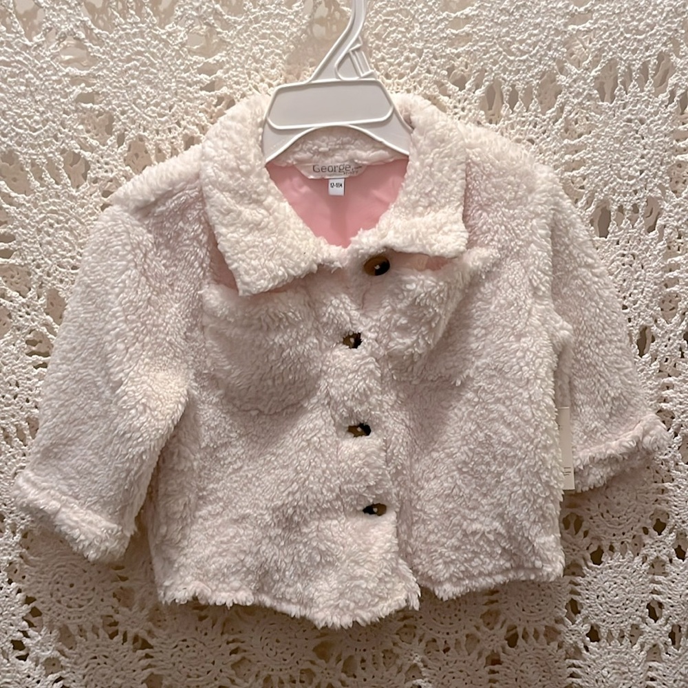 White Fuzzy Jacket 12-18M